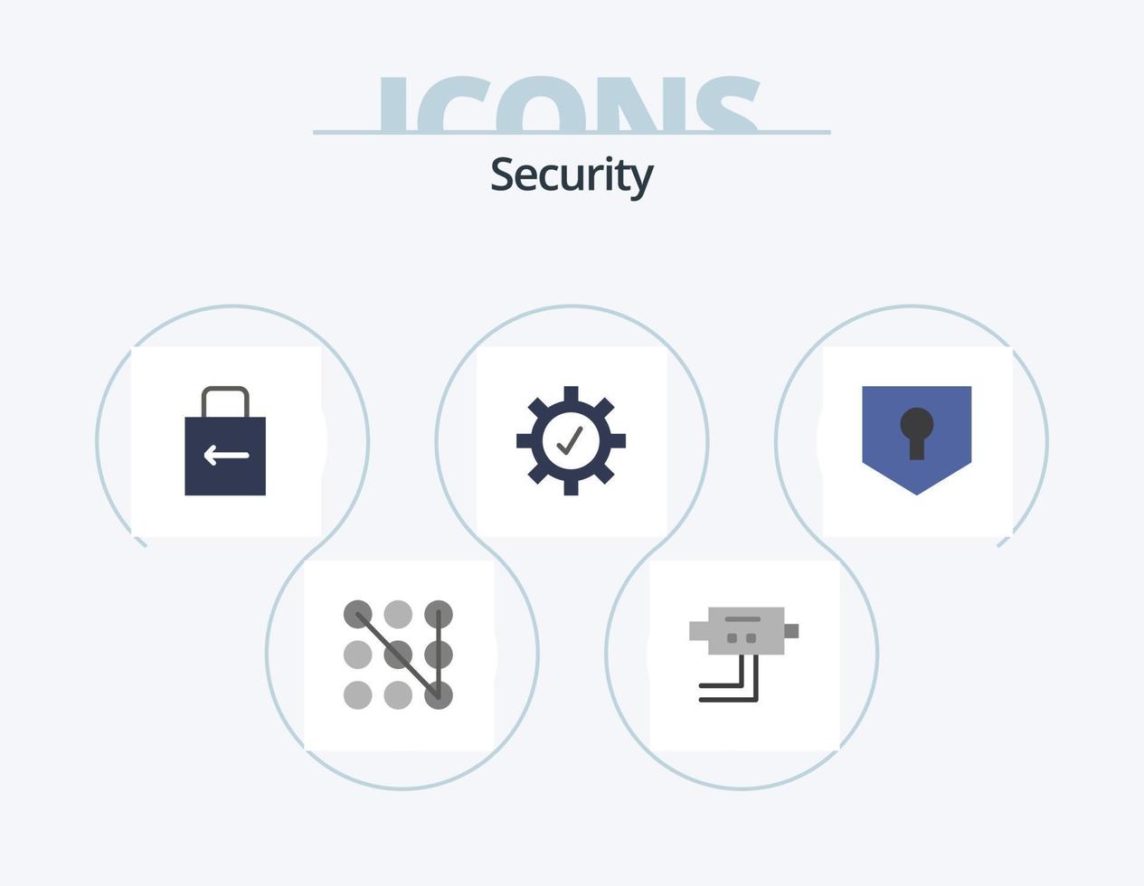 segurança plano ícone pacote 5 ícone Projeto. . segurança. trava almofada. proteger. configurações vetor