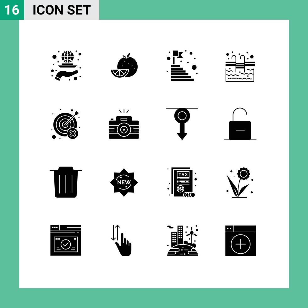 conjunto do 16 moderno ui ícones símbolos sinais para natação escadas mardi gras piscina passos editável vetor Projeto elementos