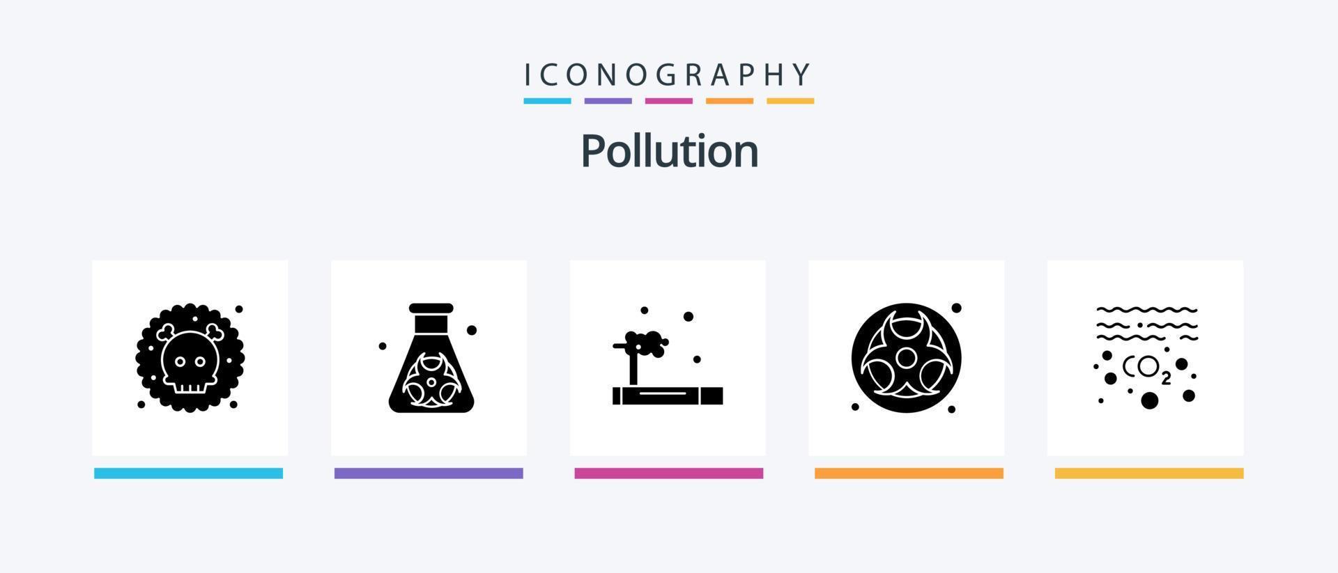 poluição glifo 5 ícone pacote Incluindo óleo. desperdício. gás. poluição. gás. criativo ícones Projeto vetor