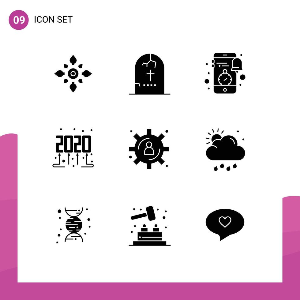 9 criativo ícones moderno sinais e símbolos do Novo ano notícia dia das Bruxas relógio notificação editável vetor Projeto elementos