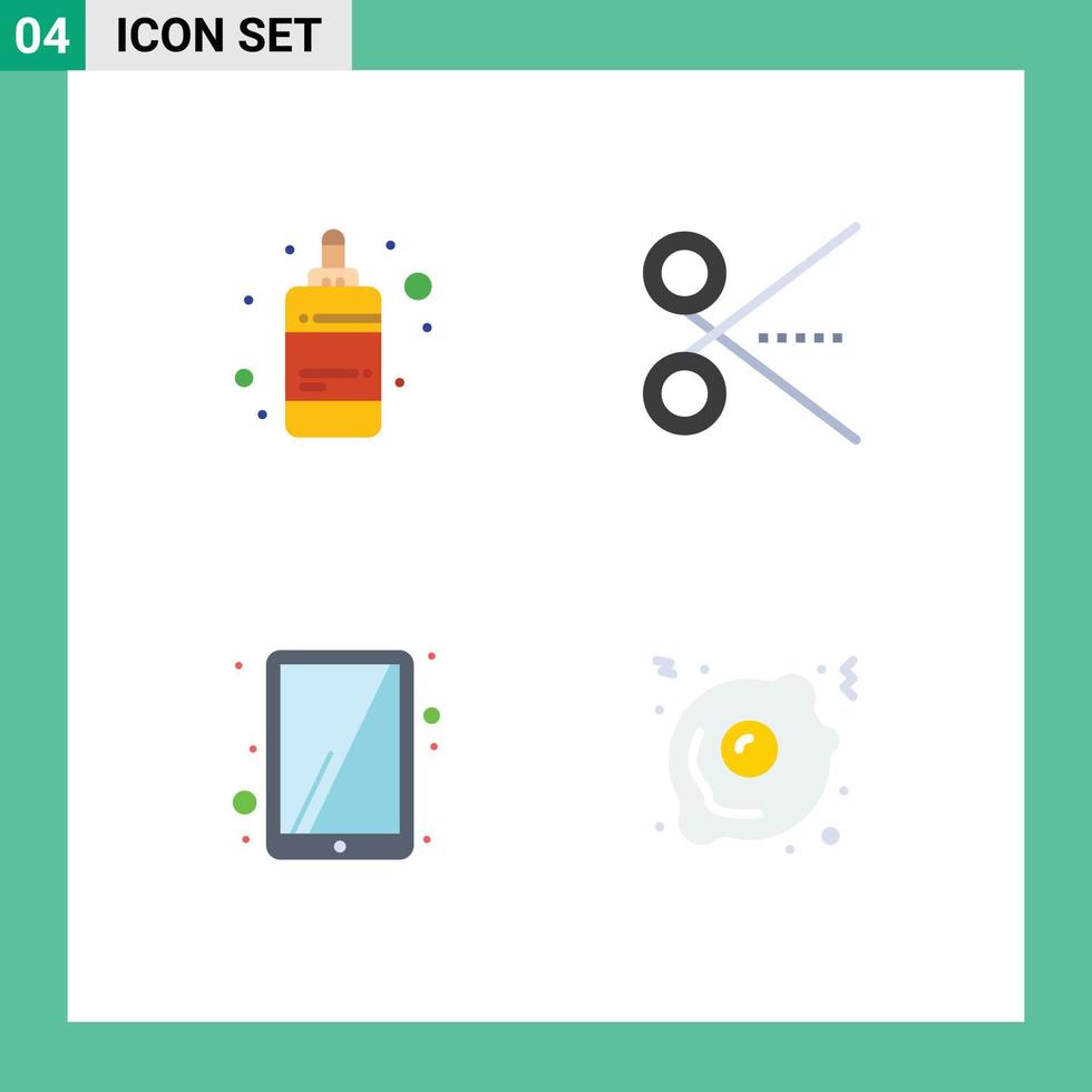 plano ícone pacote do 4 universal símbolos do garrafa ipad impressão tesouras tela sensível ao toque editável vetor Projeto elementos