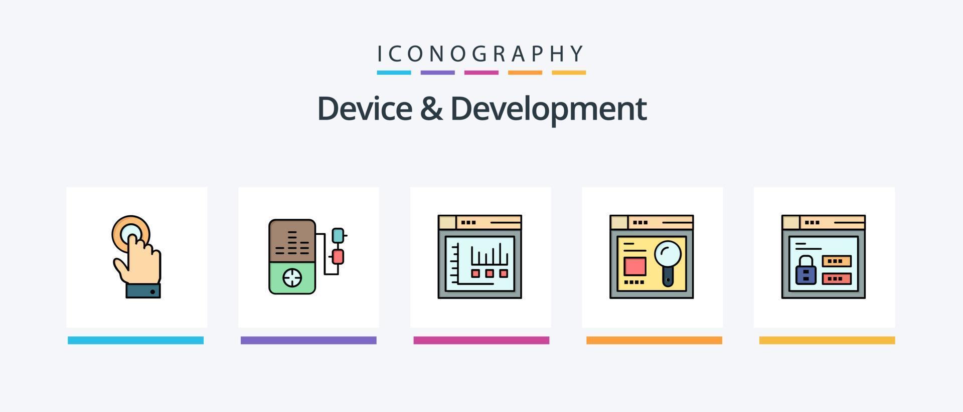 dispositivo e desenvolvimento linha preenchidas 5 ícone pacote Incluindo tela sensível ao toque. móvel. controlador. local na rede Internet. responsivo. criativo ícones Projeto vetor