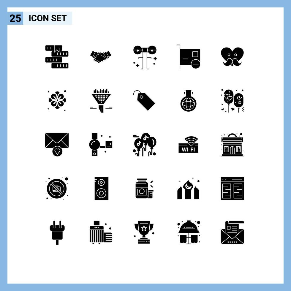 25 do utilizador interface sólido glifo pacote do moderno sinais e símbolos do computadores assustador mãos monstro olhos editável vetor Projeto elementos