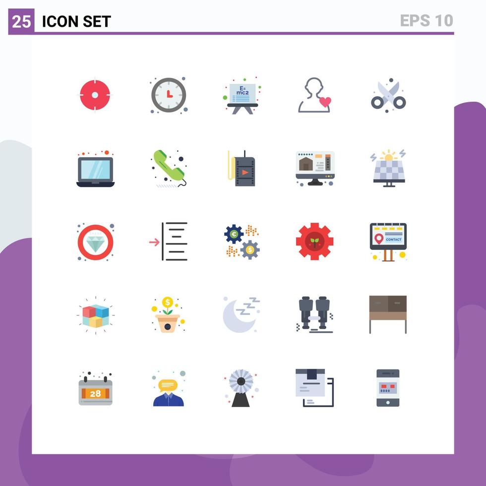 pacote do 25 criativo plano cores do Projeto tosquiadeiras parede relógio coração do utilizador editável vetor Projeto elementos