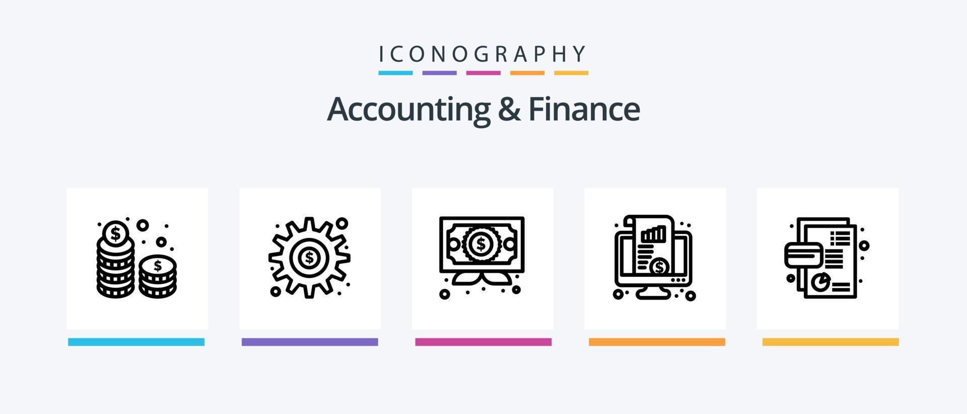 contabilidade e finança linha 5 ícone pacote Incluindo investimento. pilha. dinheiro. dinheiro. conectados bancário. criativo ícones Projeto vetor