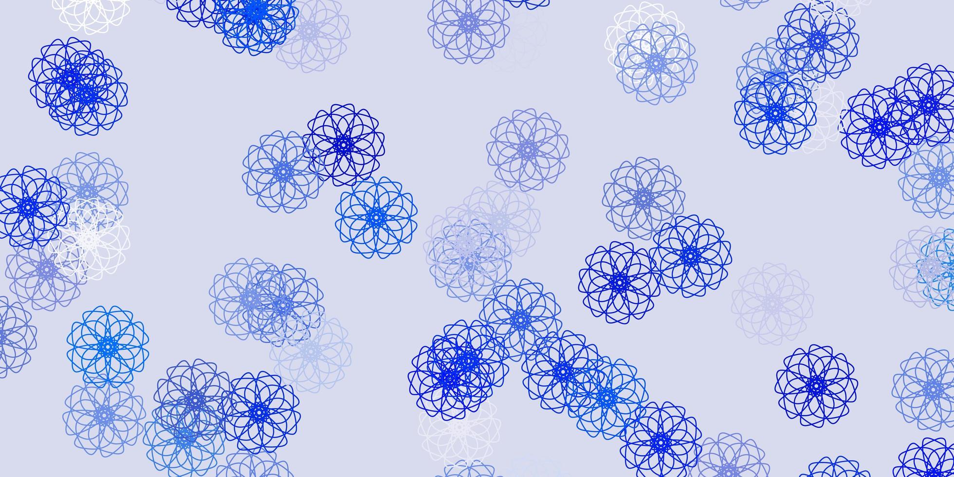 textura de doodle de vetor azul claro com flores.