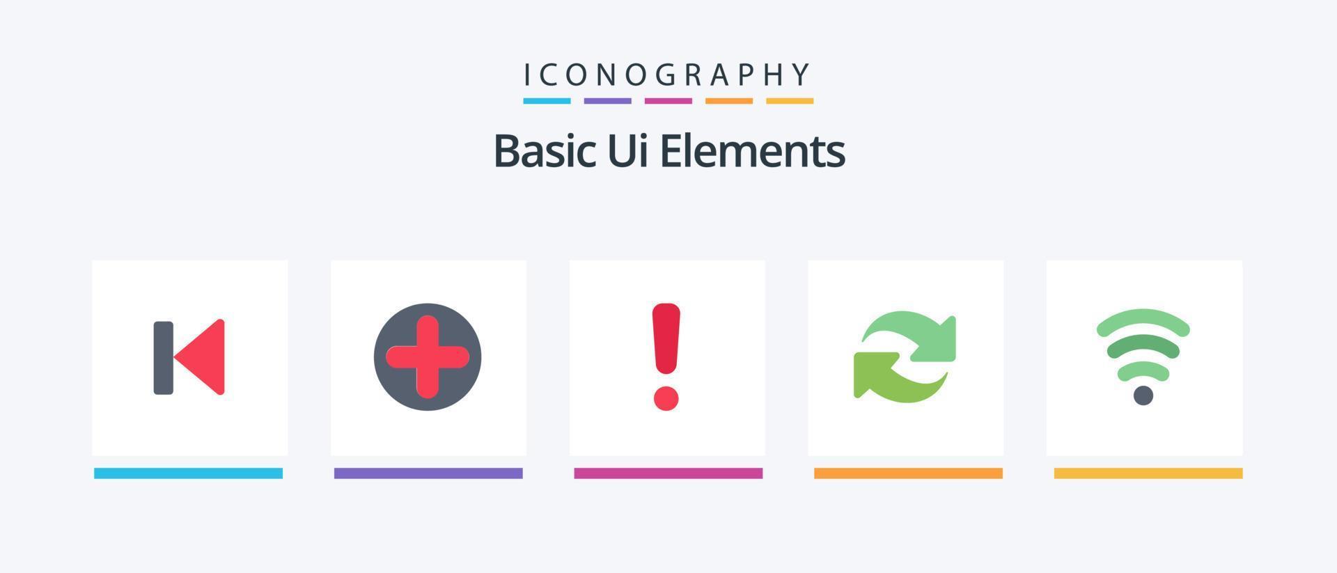 básico ui elementos plano 5 ícone pacote Incluindo Wi-fi. girar. médico. recarregar. placa. criativo ícones Projeto vetor