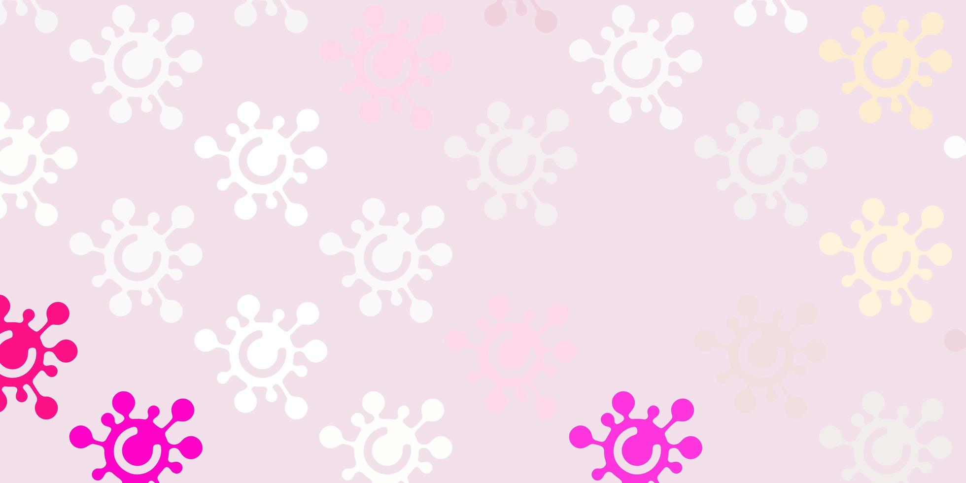 fundo vector rosa claro com símbolos covid-19.