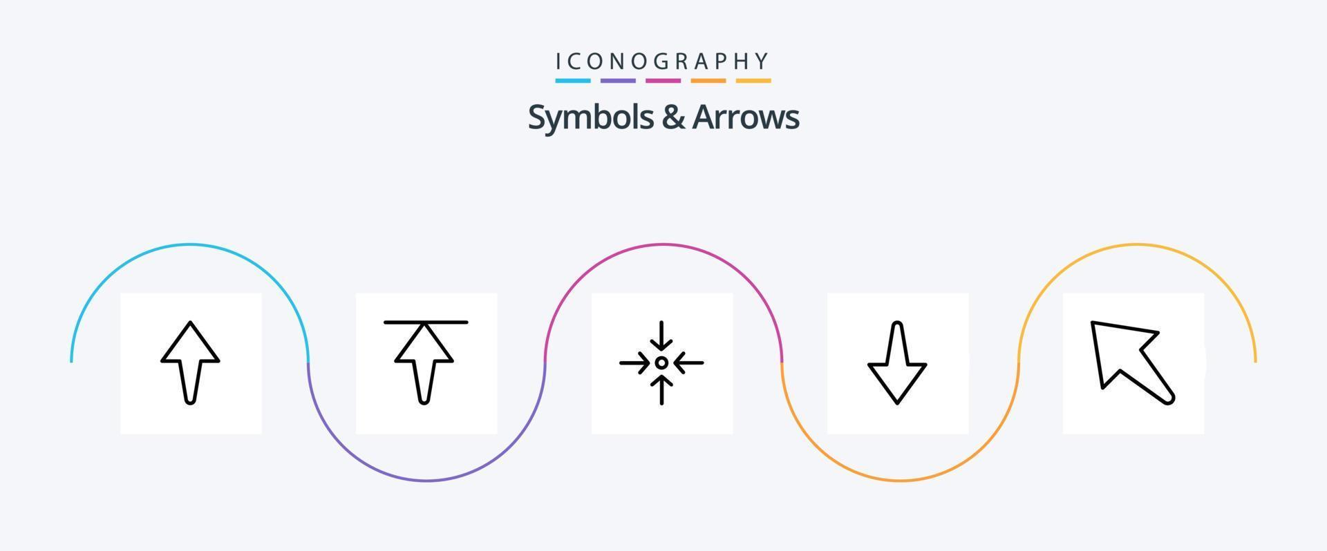 símbolos e Setas; flechas linha 5 ícone pacote Incluindo . seta. acima vetor