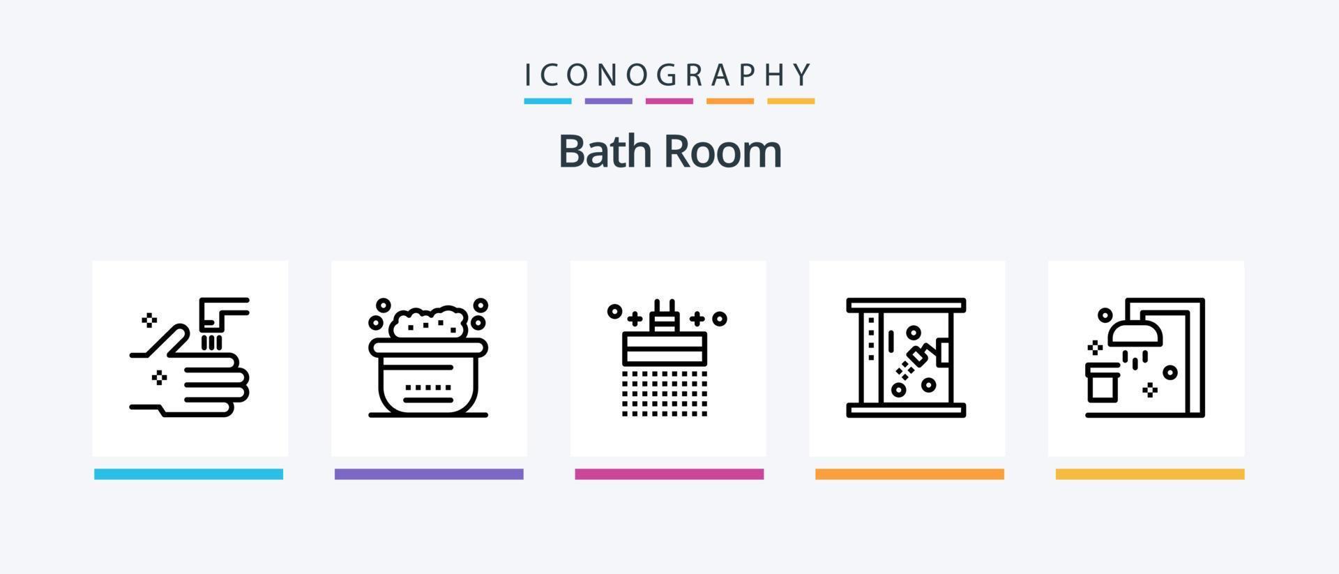 banho quarto linha 5 ícone pacote Incluindo banho. espelho. banho. gabinete. banheiro. criativo ícones Projeto vetor