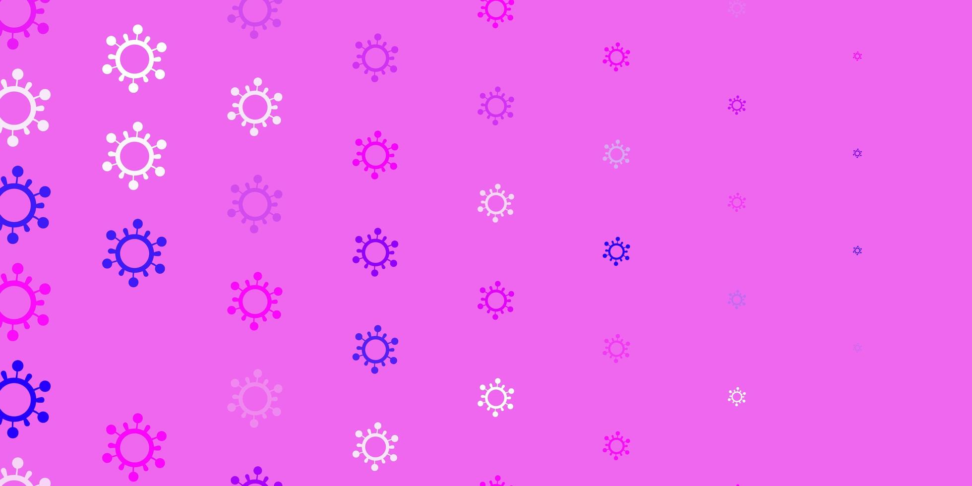 pano de fundo vector rosa claro roxo com símbolos de vírus.