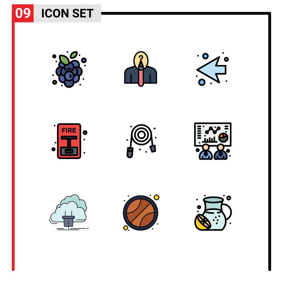 estoque vetor ícone pacote do 9 linha sinais e símbolos para mecânico fogo criativo evacuar emergência editável vetor Projeto elementos