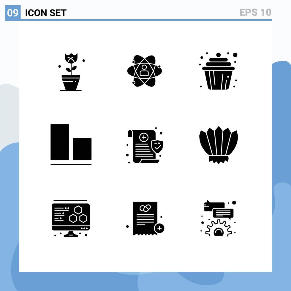 grupo do 9 moderno sólido glifos conjunto para vertical alinhar pessoal bolinho bolo editável vetor Projeto elementos
