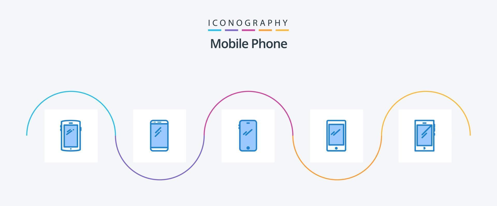 Móvel telefone azul 5 ícone pacote Incluindo . vetor