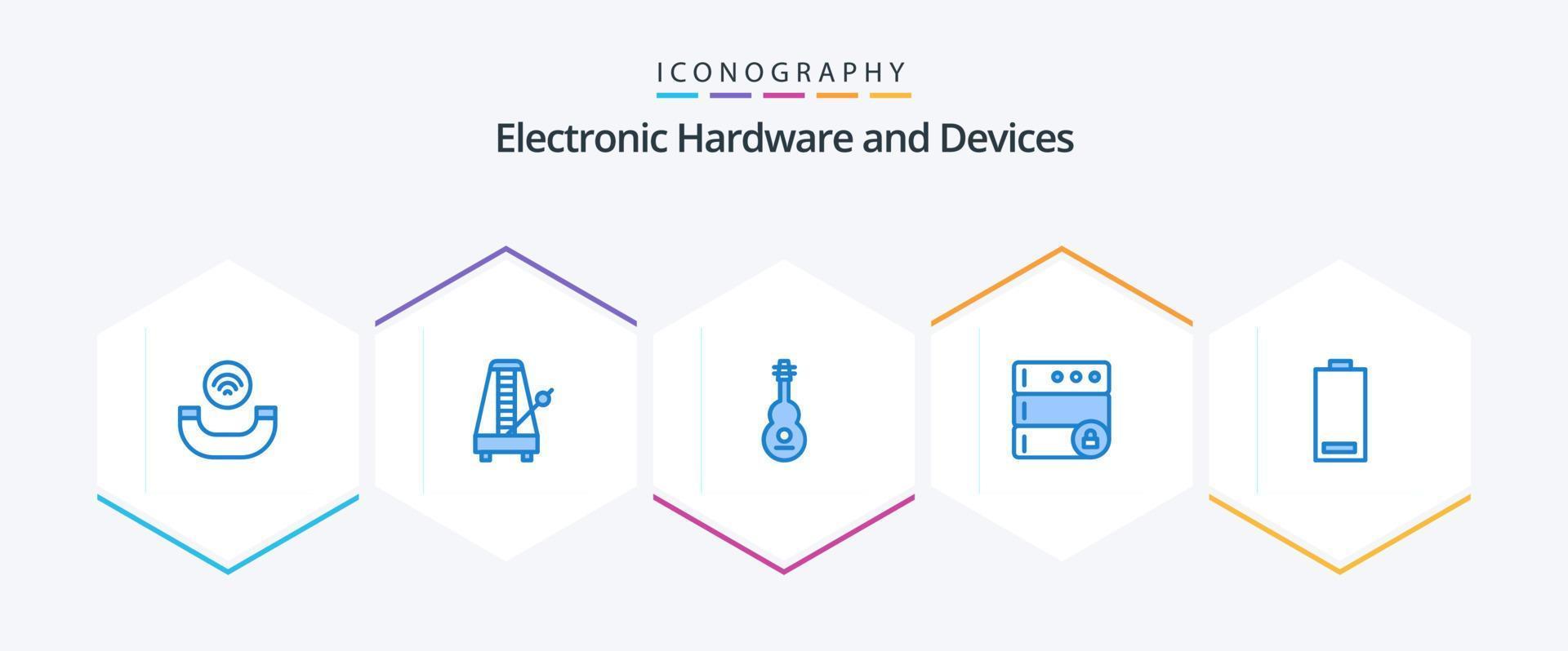 dispositivos 25 azul ícone pacote Incluindo elétrico. servidor. áudio. trancar. violino vetor