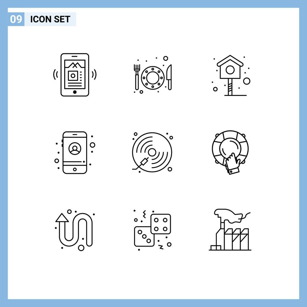conjunto do 9 moderno ui ícones símbolos sinais para emergência jogador Primavera música disco editável vetor Projeto elementos