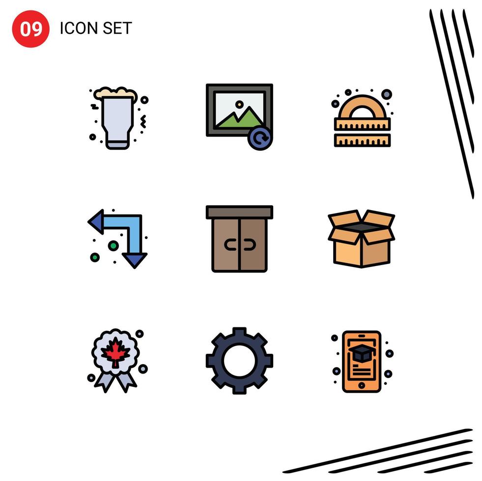 9 do utilizador interface linha preenchida plano cor pacote do moderno sinais e símbolos do decoração acima esquerda desenhando Setas; flechas estude editável vetor Projeto elementos