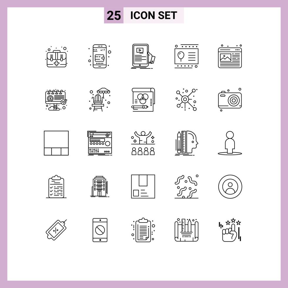 conjunto do 25 moderno ui ícones símbolos sinais para Projeto festa conectados criança presente cartão editável vetor Projeto elementos