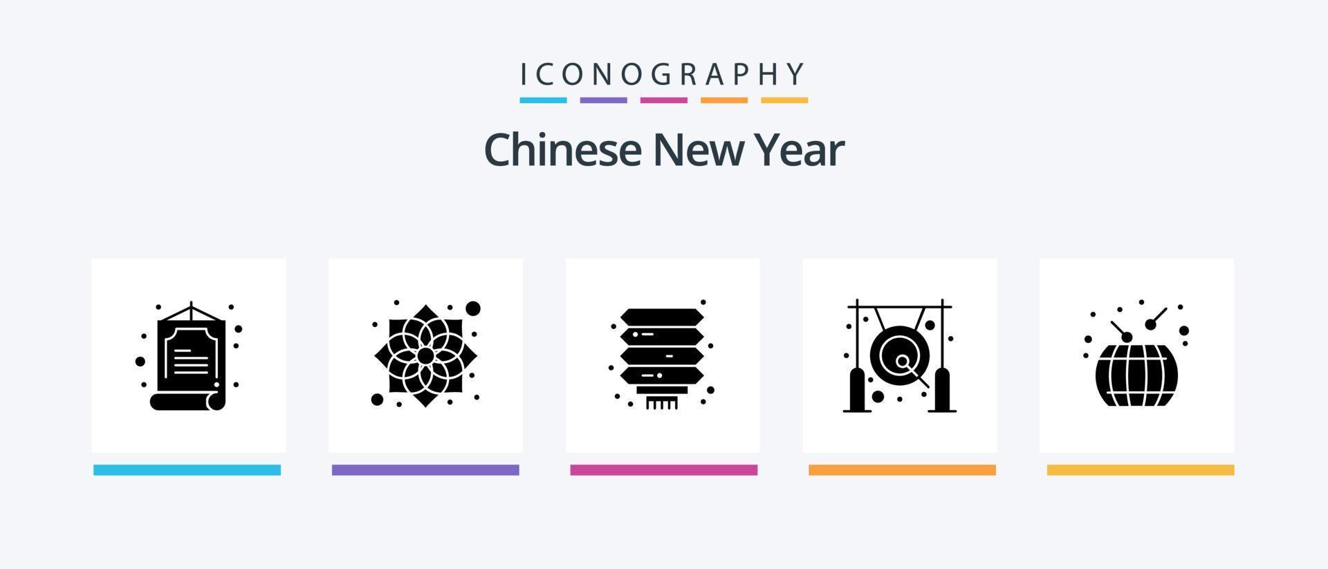 chinês Novo ano glifo 5 ícone pacote Incluindo China. metal. chinês. gongo. Sino. criativo ícones Projeto vetor