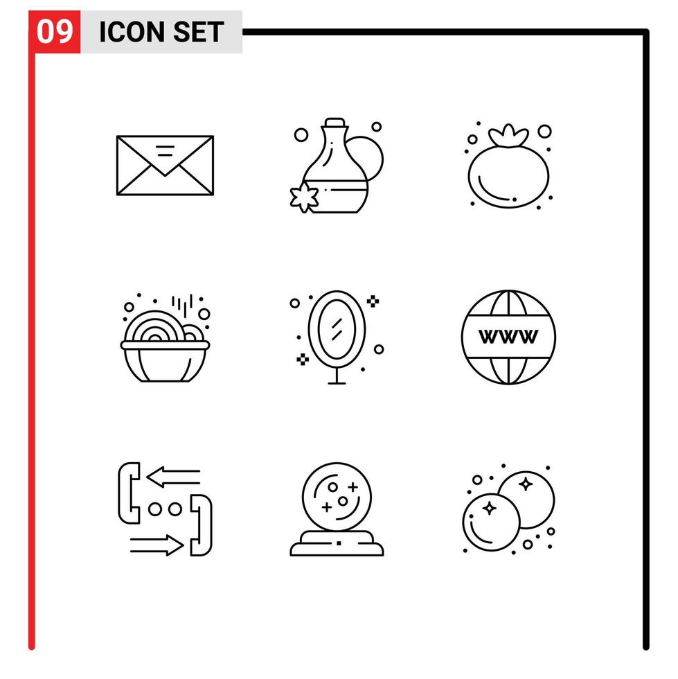 conjunto do 9 moderno ui ícones símbolos sinais para espelho mobília Comida ano Novo editável vetor Projeto elementos