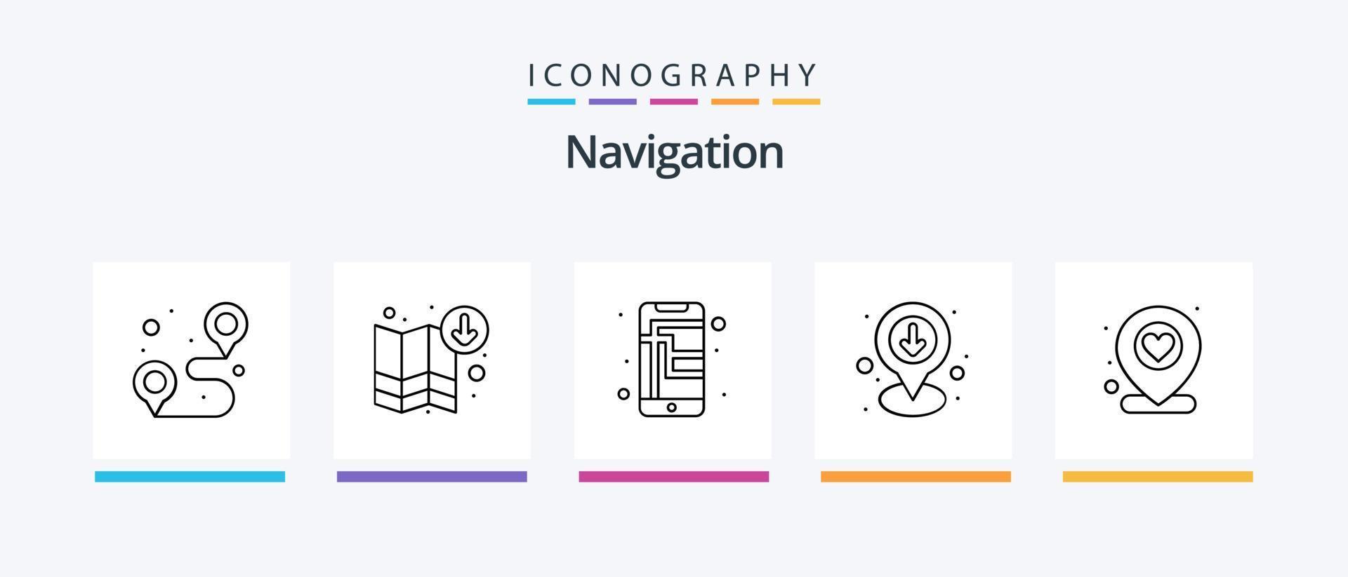 navegação linha 5 ícone pacote Incluindo . navegação. satélite. localização. seta. criativo ícones Projeto vetor