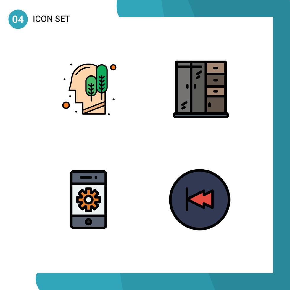 grupo do 4 linha preenchida plano cores sinais e símbolos para ecologia telefone lógico gabinete Smartphone editável vetor Projeto elementos