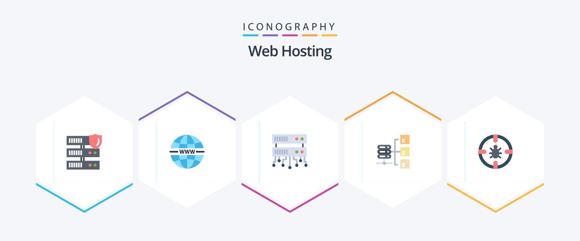 rede hospedagem 25 plano ícone pacote Incluindo rede. erro. base de dados servidor. social. servidor vetor