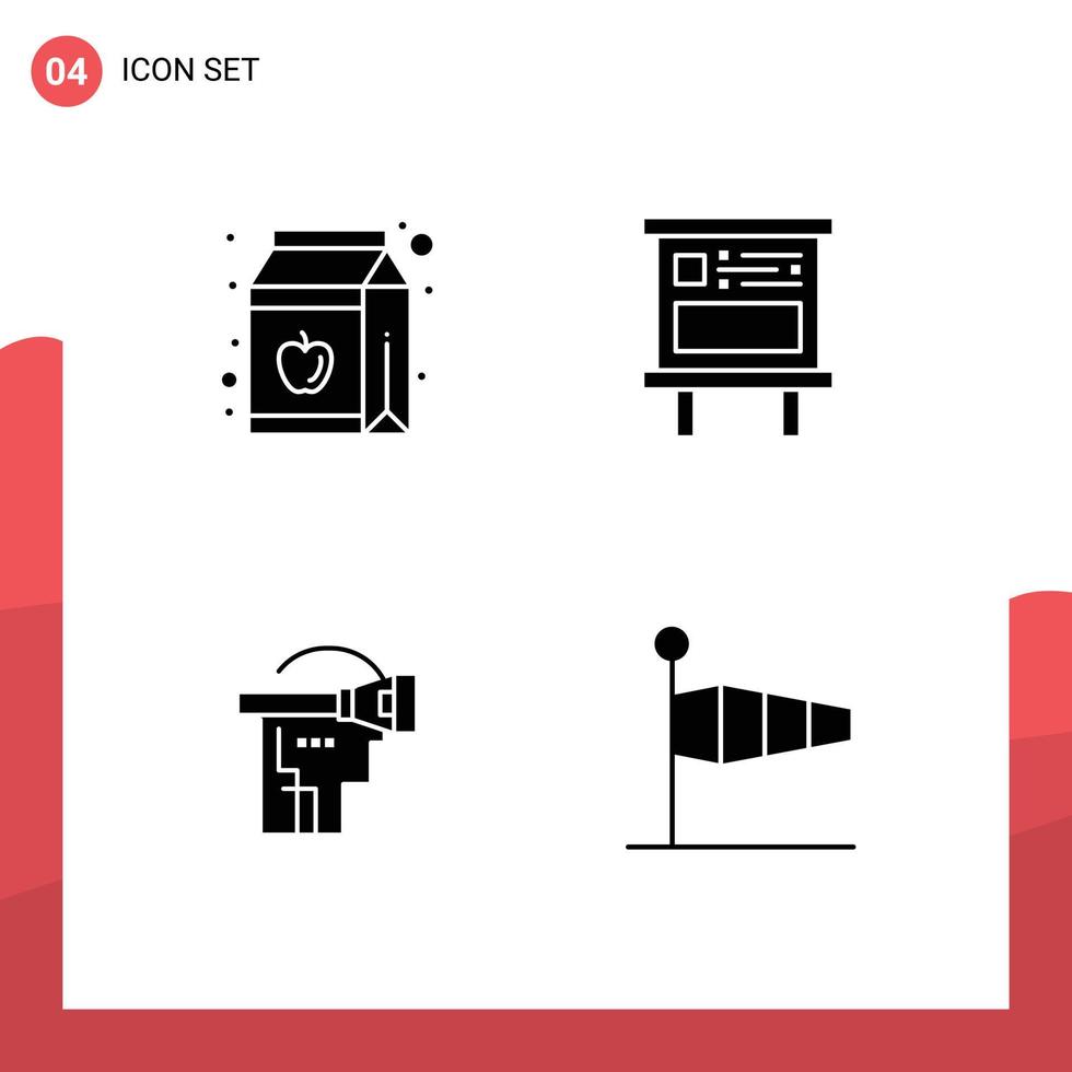 pacote do 4 criativo sólido glifos do maçã virtual garrafa Painel publicitário fone de ouvido editável vetor Projeto elementos