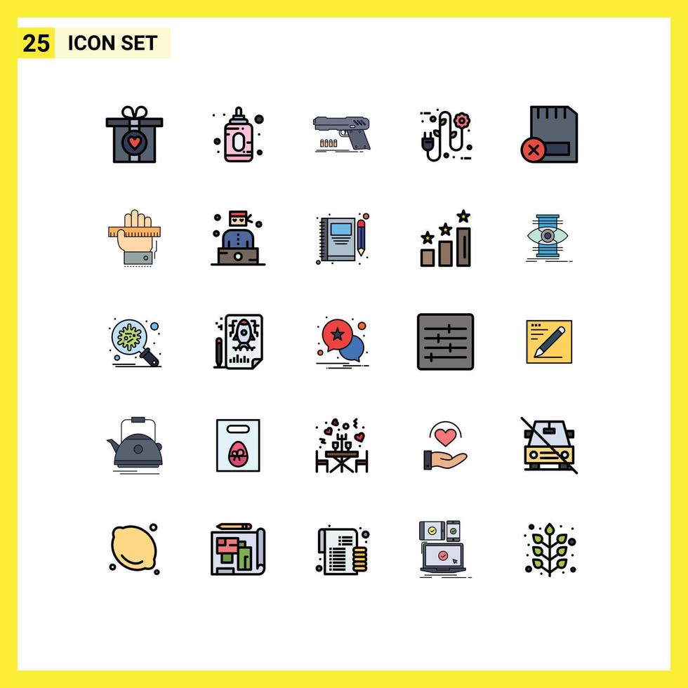 conjunto do 25 moderno ui ícones símbolos sinais para dispositivos cartão pistola eletricista ecologia editável vetor Projeto elementos