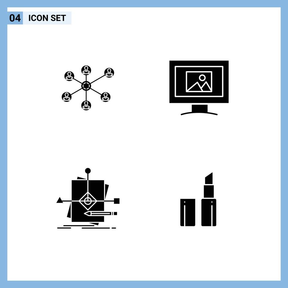 conjunto do 4 moderno ui ícones símbolos sinais para wlan predição grupo foto plano editável vetor Projeto elementos