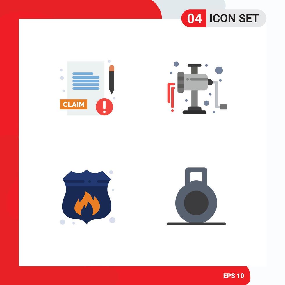conjunto do 4 comercial plano ícones pacote para médico fogo moedor Acesso 5 editável vetor Projeto elementos