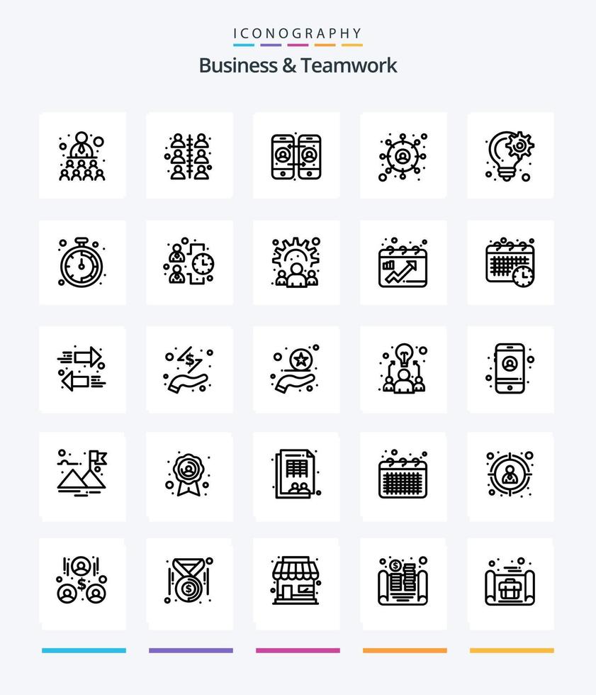 criativo o negócio e trabalho em equipe 25 esboço ícone pacote tal Como cronômetro. negócios. alvo. projeto. idéia vetor