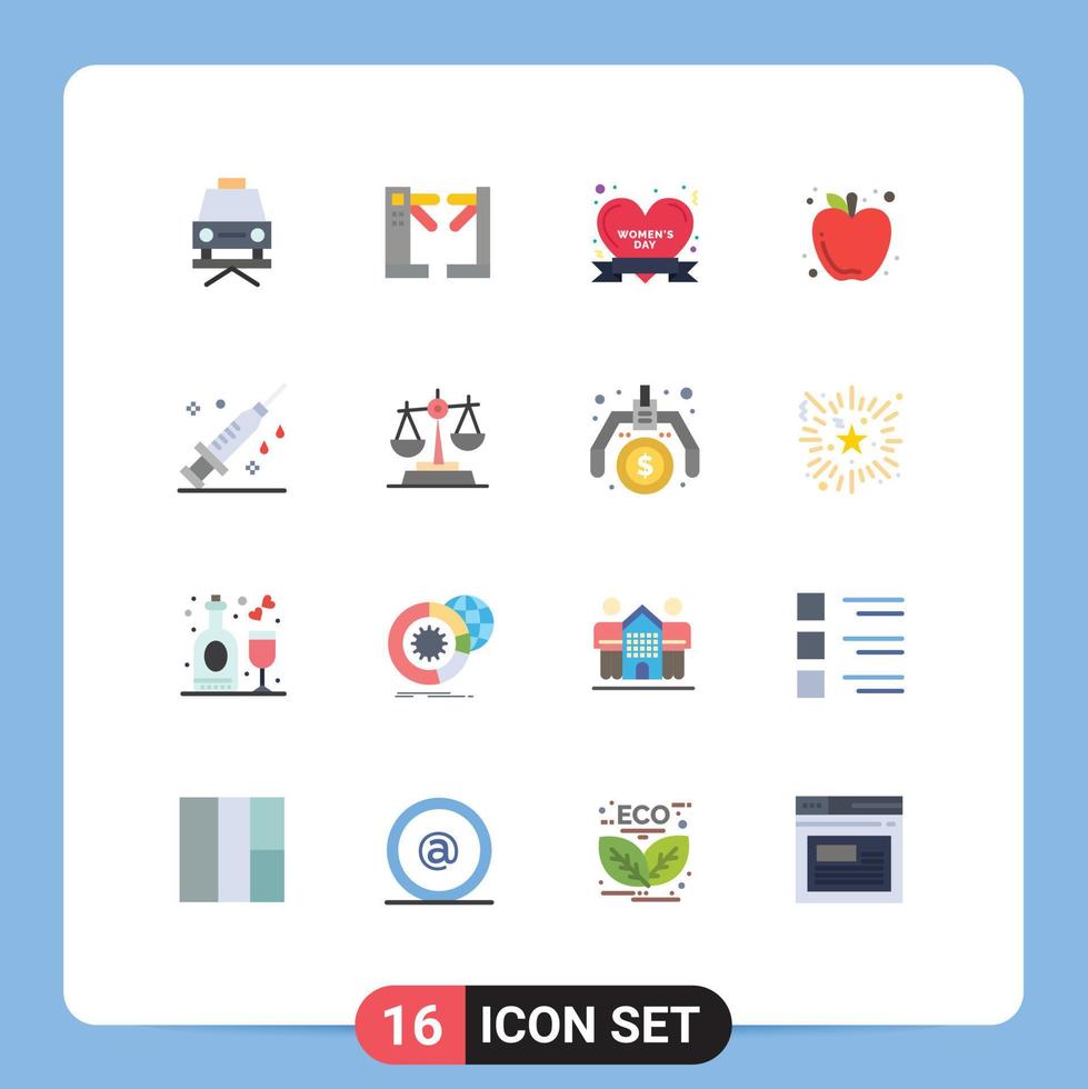16 do utilizador interface plano cor pacote do moderno sinais e símbolos do seringa cuidados de saúde dia Comida outono editável pacote do criativo vetor Projeto elementos