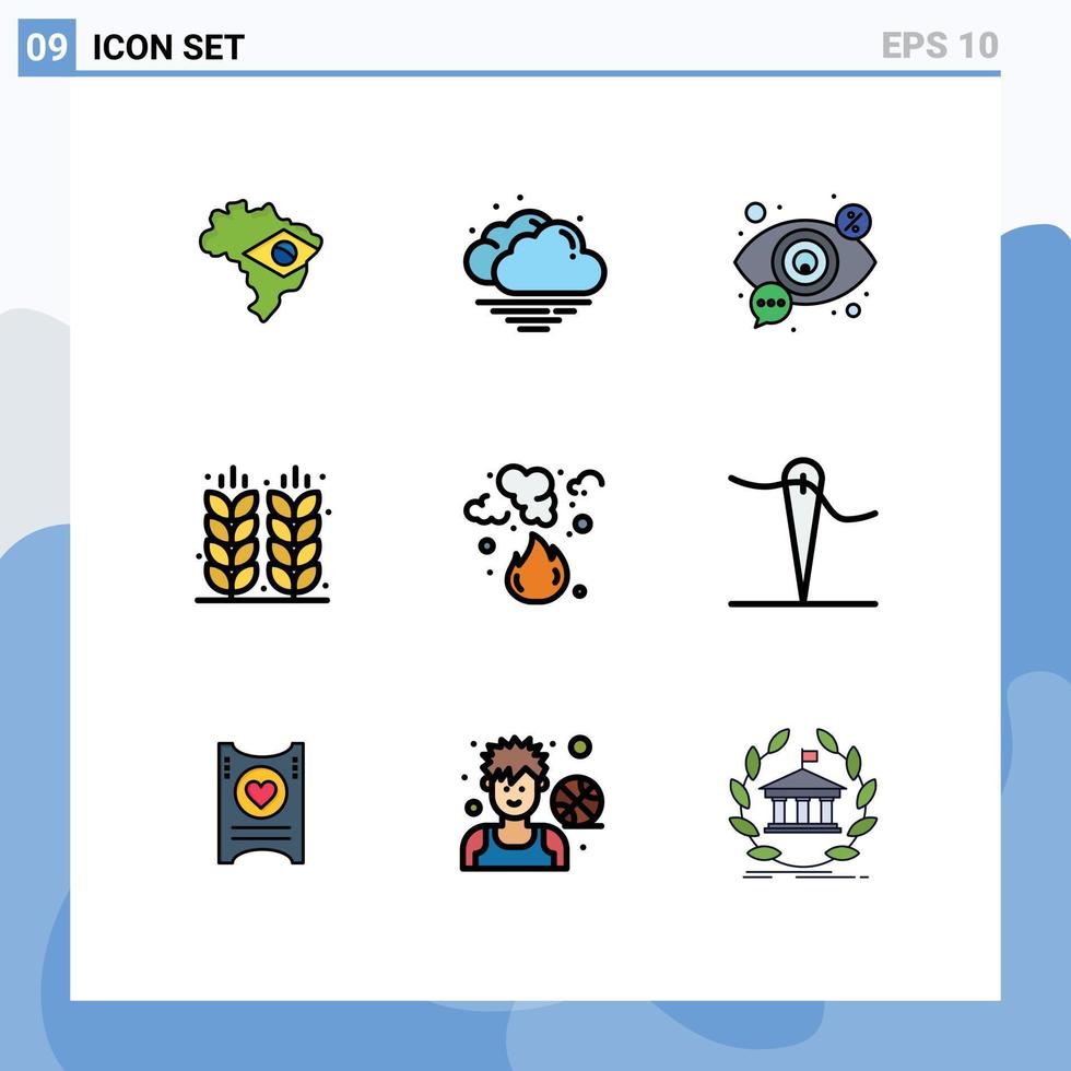 do utilizador interface pacote do 9 básico linha preenchida plano cores do fogo grão seo campo Fazenda editável vetor Projeto elementos