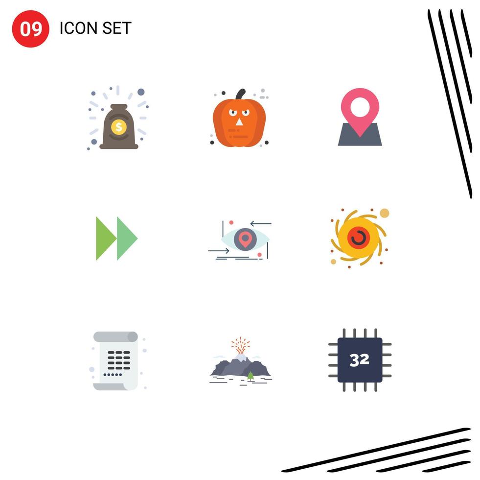 conjunto do 9 comercial plano cores pacote para futuro vídeo localização meios de comunicação ao controle velozes editável vetor Projeto elementos