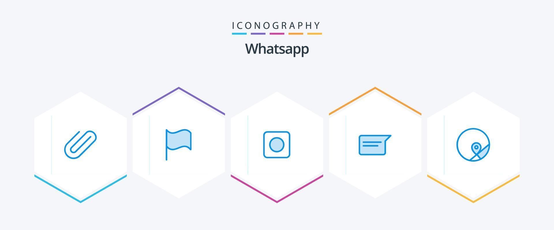 Whatsapp 25 azul ícone pacote Incluindo mapa. mapa. navegador. básico. conversando vetor
