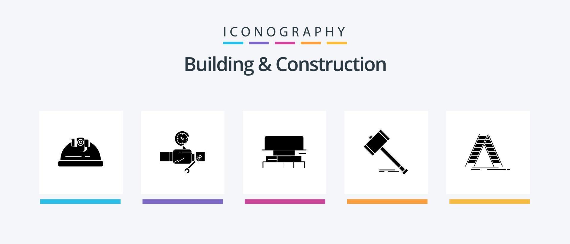 construção e construção glifo 5 ícone pacote Incluindo martelo. leilão. calibrar. Ação. escala. criativo ícones Projeto vetor