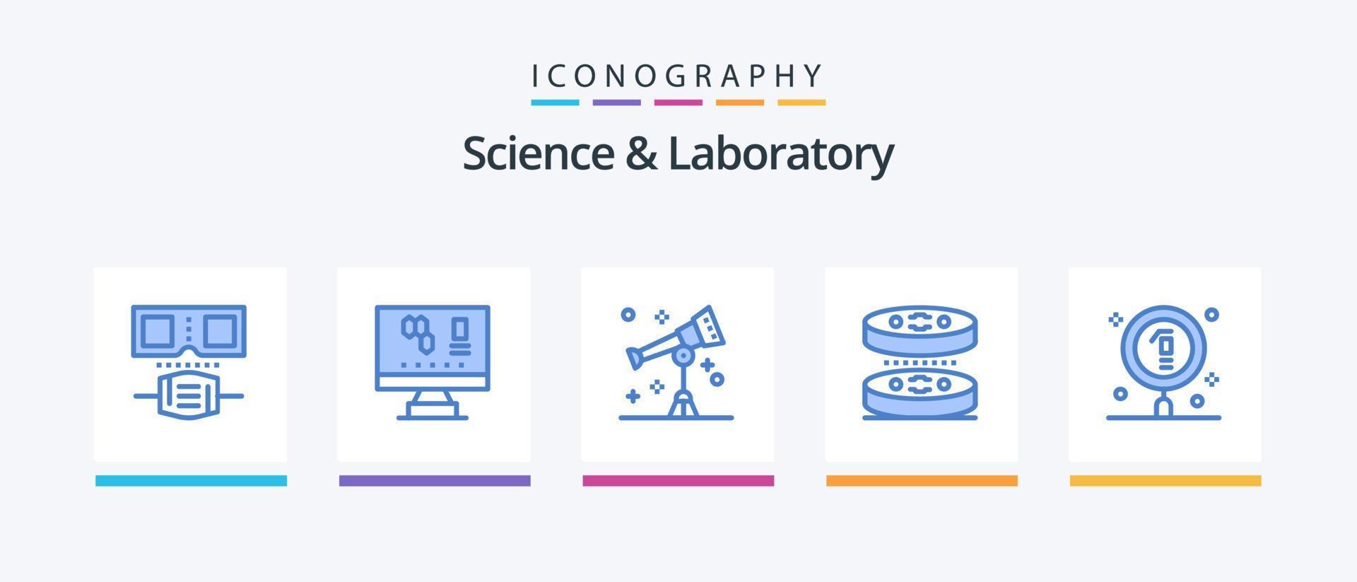 Ciência azul 5 ícone pacote Incluindo Educação. biologia. Ciência. Ciência. biologia. criativo ícones Projeto vetor