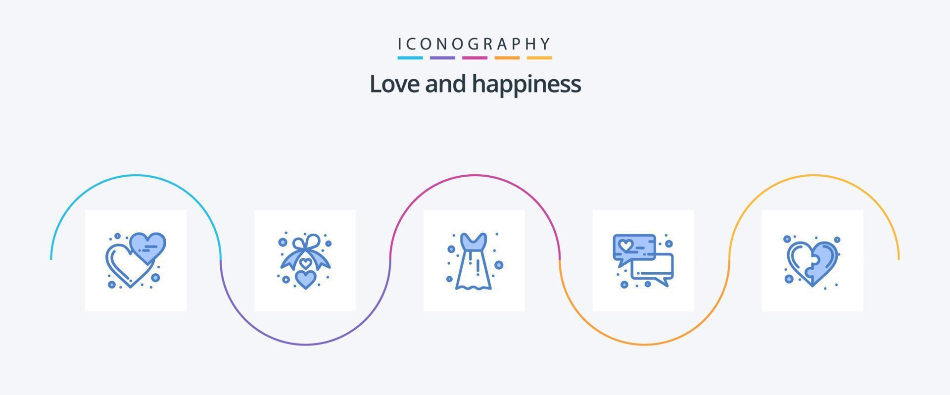 amor azul 5 ícone pacote Incluindo saúde. desenvolvimento. romance. contato. amor bate-papo vetor