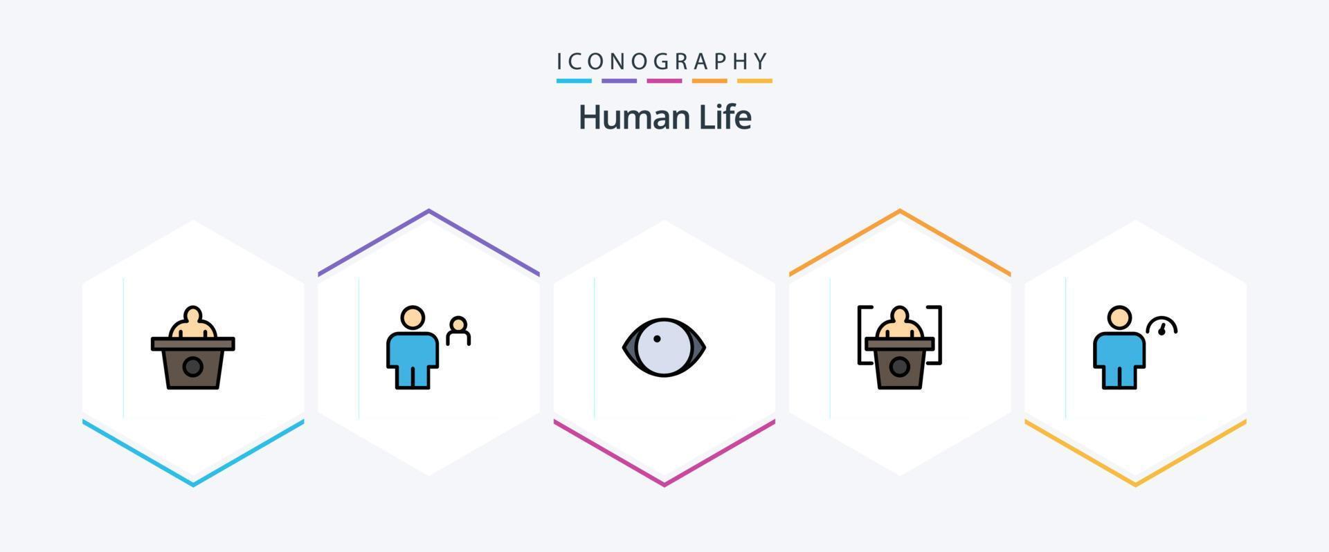 humano 25 linha preenchida ícone pacote Incluindo humano. avatar. olho. discurso. Educação vetor