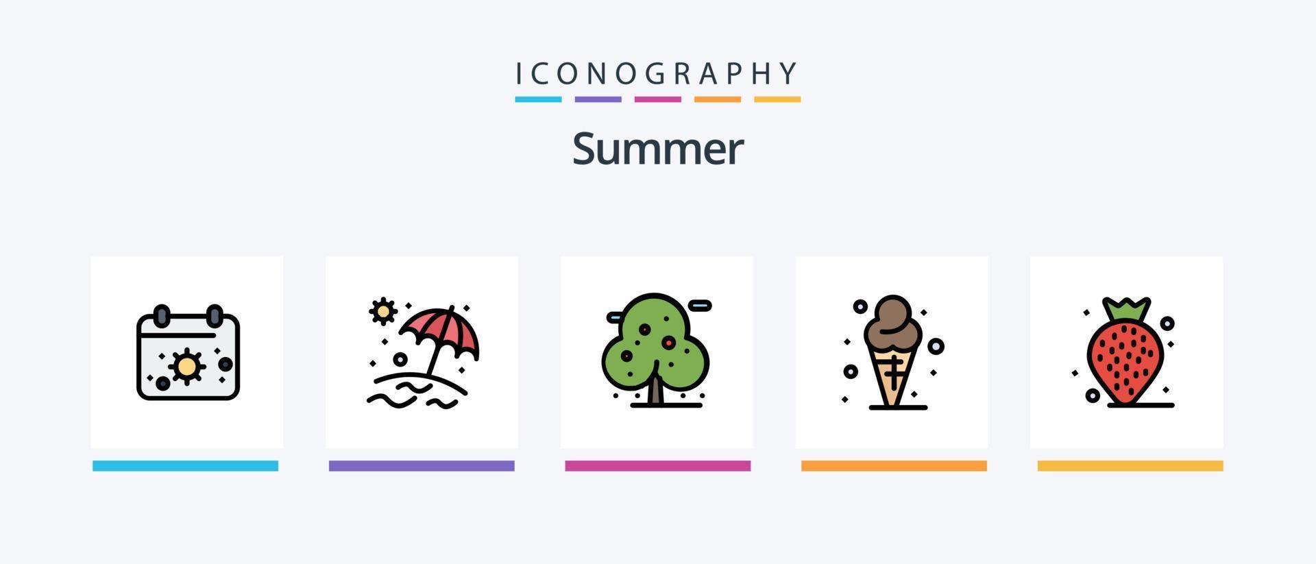 verão linha preenchidas 5 ícone pacote Incluindo árvore. Palma. data. de praia. escritório. criativo ícones Projeto vetor