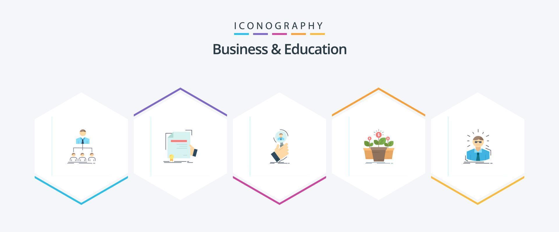 o negócio e Educação 25 plano ícone pacote Incluindo plantar. crescimento. prêmio. pessoas. encontrar vetor