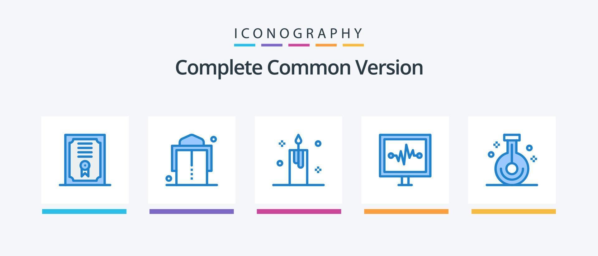 completo comum versão azul 5 ícone pacote Incluindo laboratório. taça. decoração. pulso linha. linha de vida. criativo ícones Projeto vetor