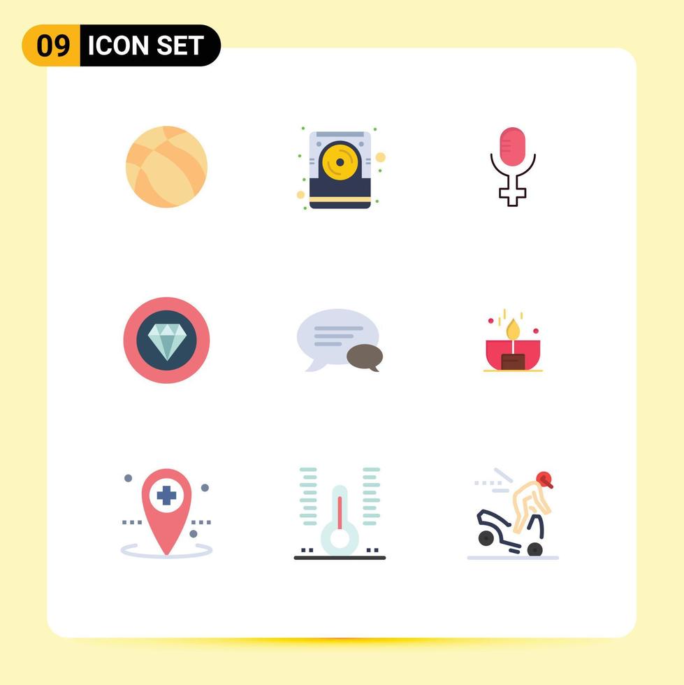 9 universal plano cores conjunto para rede e Móvel formulários conversando comunicação microfone bate-papo joalheria editável vetor Projeto elementos