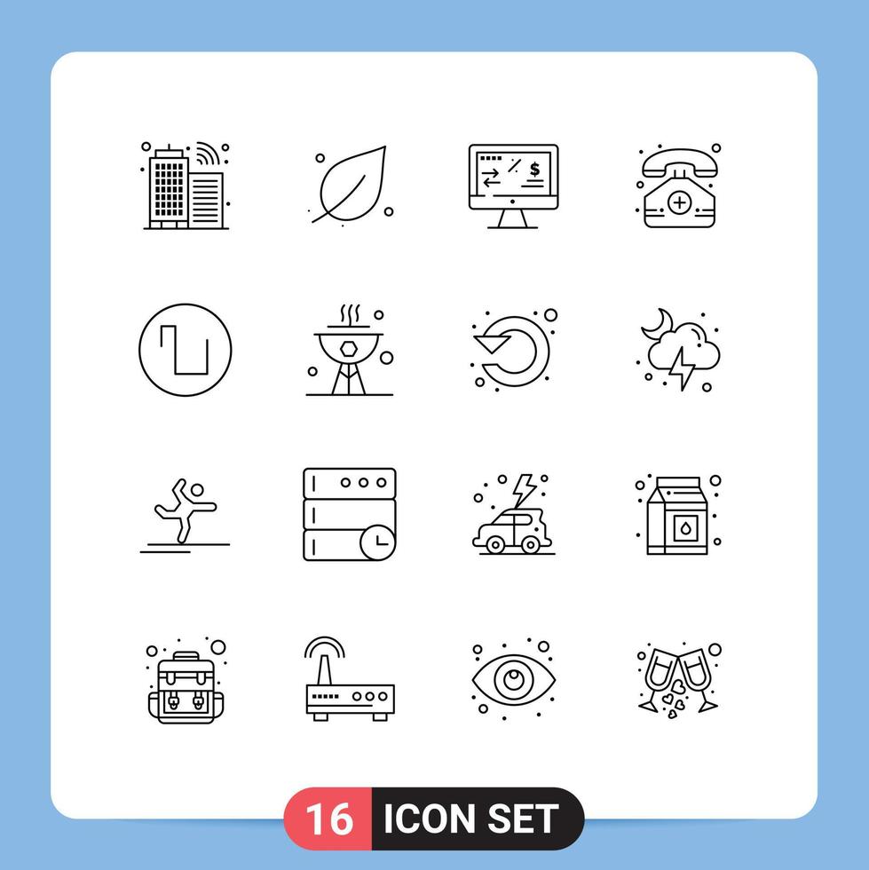 conjunto do 16 moderno ui ícones símbolos sinais para onda som finança telefone médico editável vetor Projeto elementos