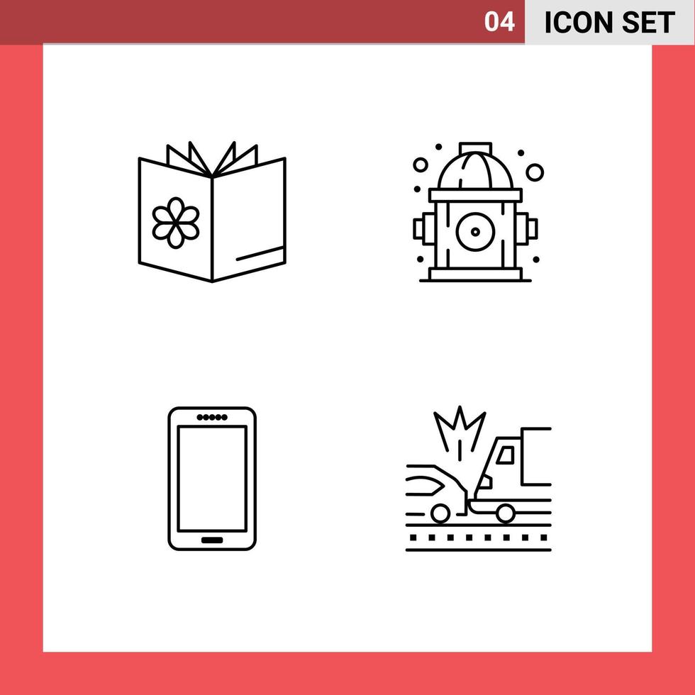 4 do utilizador interface linha pacote do moderno sinais e símbolos do livro inteligente telefone mistura Hidrante Huawei editável vetor Projeto elementos