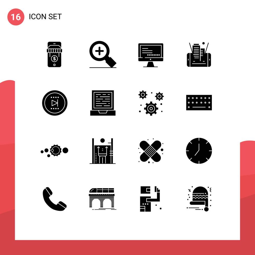 conjunto do 16 moderno ui ícones símbolos sinais para avante escritório texto filme tecnologia editável vetor Projeto elementos