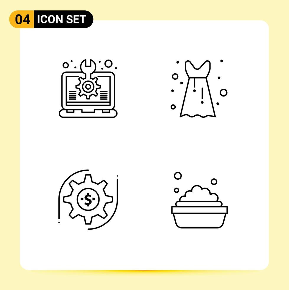 do utilizador interface pacote do 4 básico linha preenchida plano cores do criativo configuração configuração vestido dinheiro editável vetor Projeto elementos