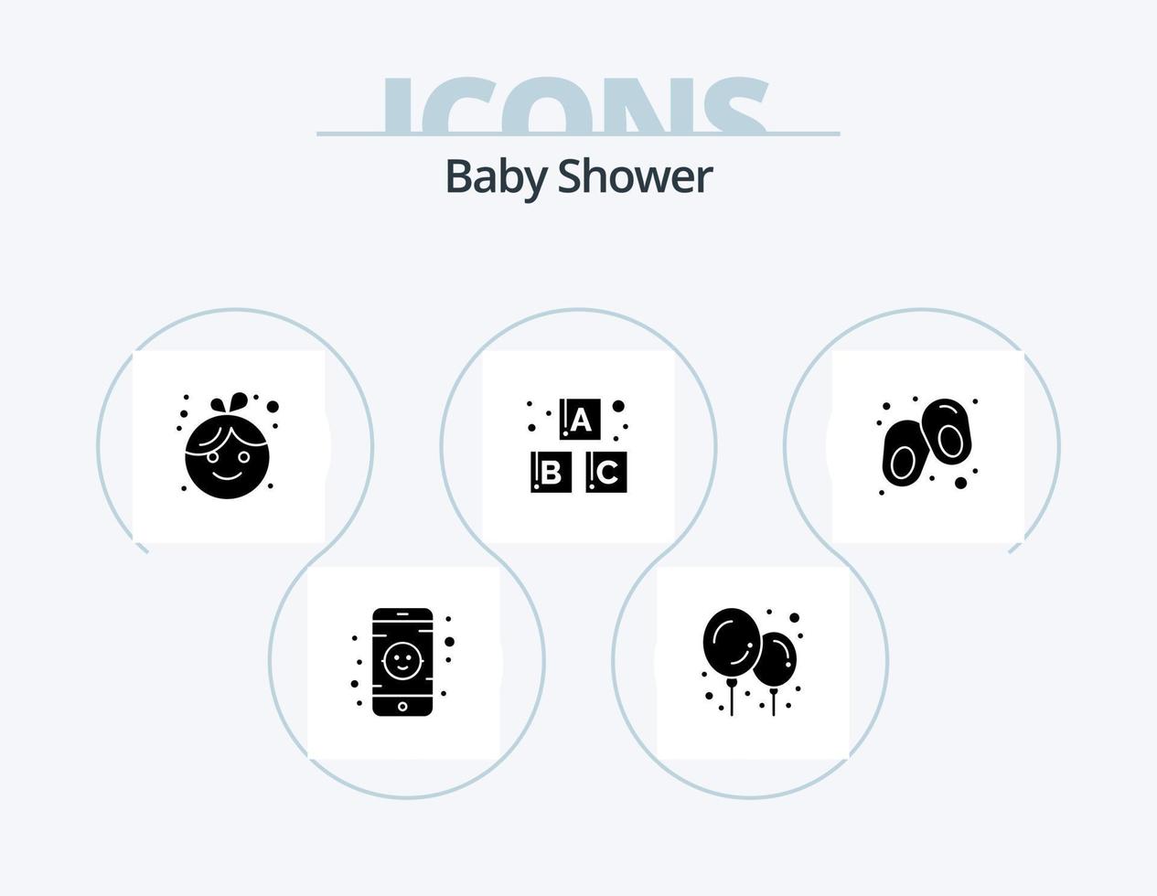 bebê chuveiro glifo ícone pacote 5 ícone Projeto. . . novo. sapato. bebê vetor