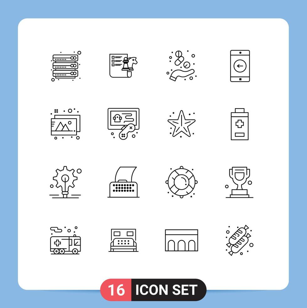 16 criativo ícones moderno sinais e símbolos do Projeto Móvel inscrição cápsula Móvel remédio editável vetor Projeto elementos